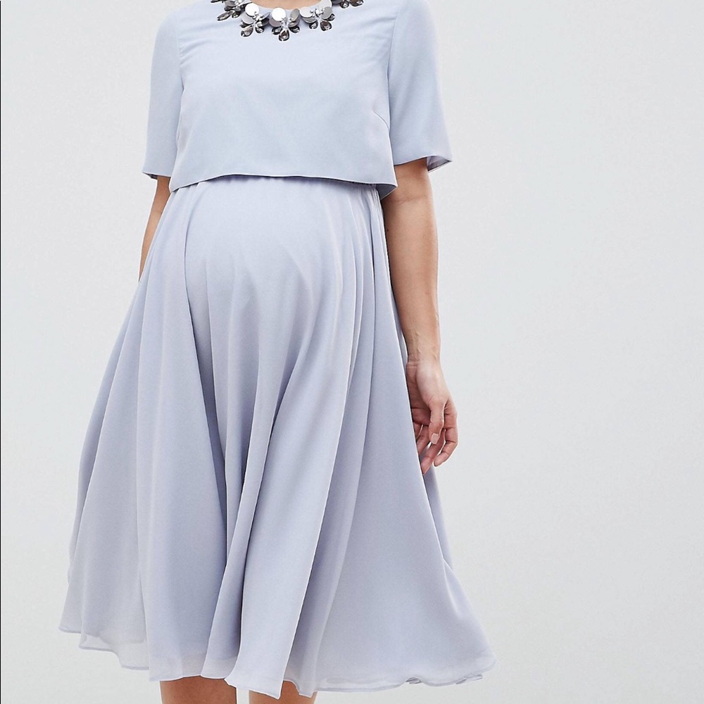 Maternity 3D embellished crop top skater dress